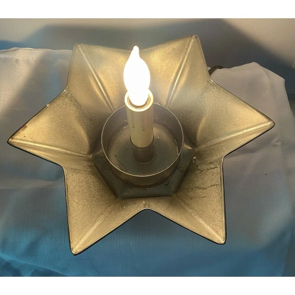 Vintage Tin Star Lamp Prim Cottagecore Decor Electric Light Works